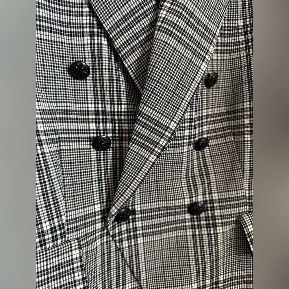 Maison D'Amélie Black and White Plaid Blazer Medium - Picture 3 of 8